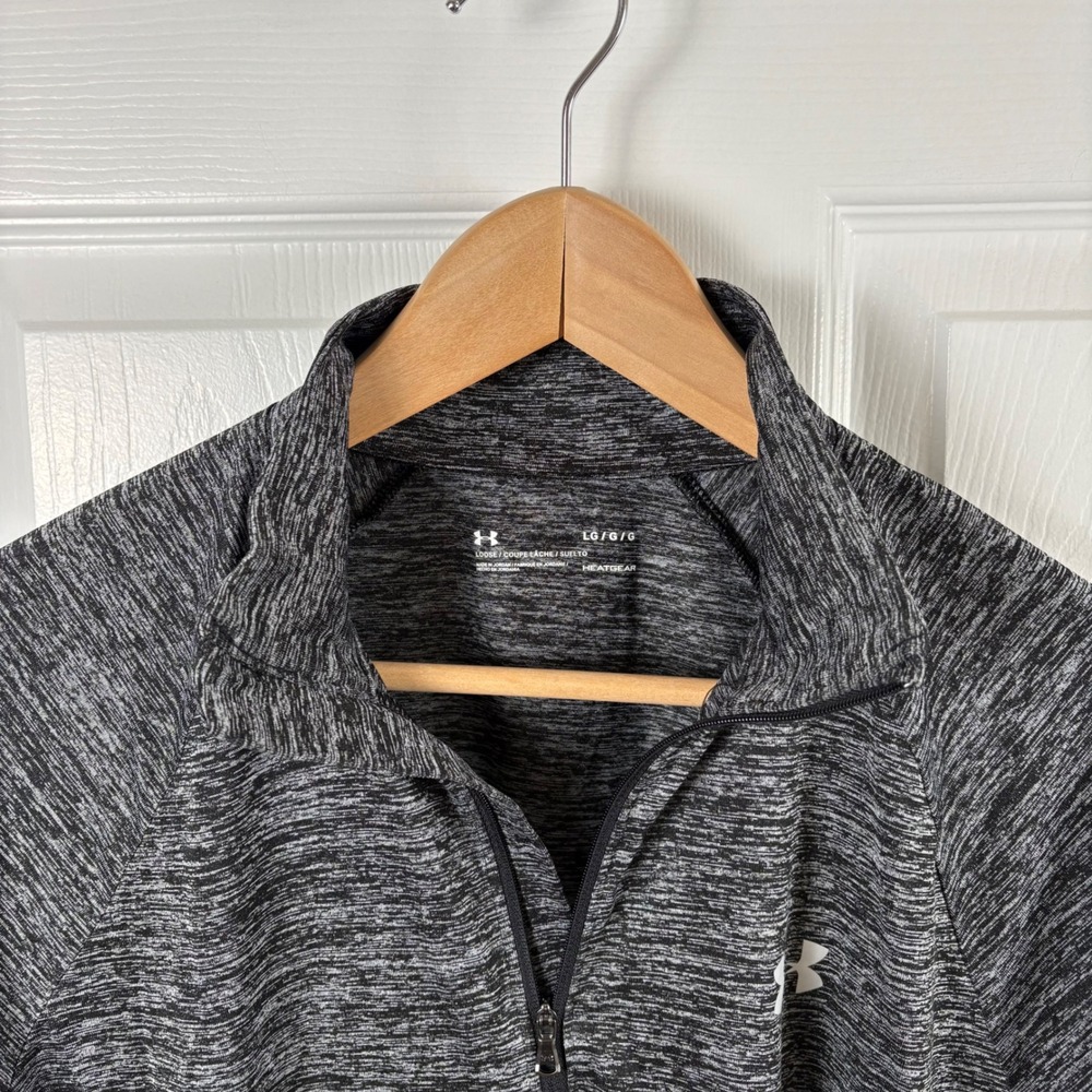 Under Armour 1/2 Zip Pullover Women's L Black Gray HeatGear Space Dye Active Top - Picture 2 of 8